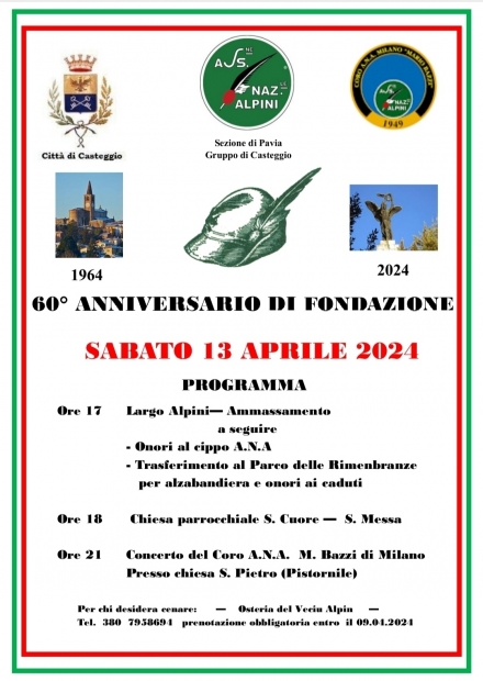 60° FONDAZIONE GRUPPO DI CASTEGGIO - Associazione Nazionale Alpini 