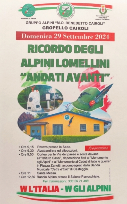 29 SETTEMBRE - GROPELLO GIORNATA DEL RICORDO - Associazione Nazionale Alpini 