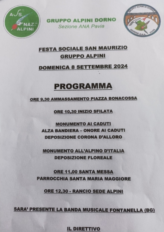 8 SETTEMBRE FESTA DEL GRUPPO DI DORNO - Associazione Nazionale Alpini 