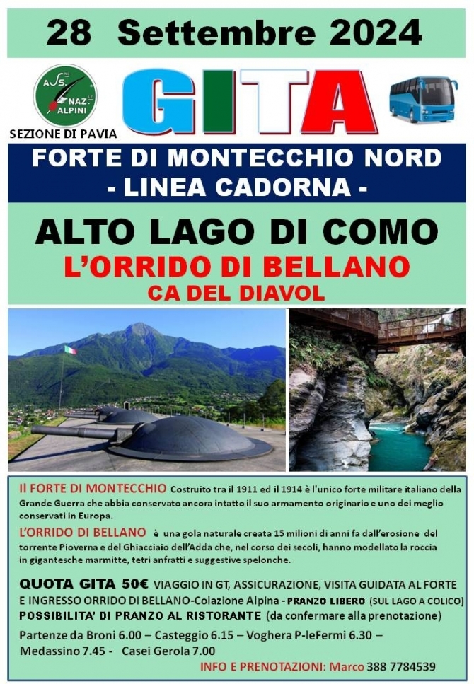 28 settembre GITA FORTE MONTECCHIO - LINEA CADORNA - Associazione Nazionale Alpini 